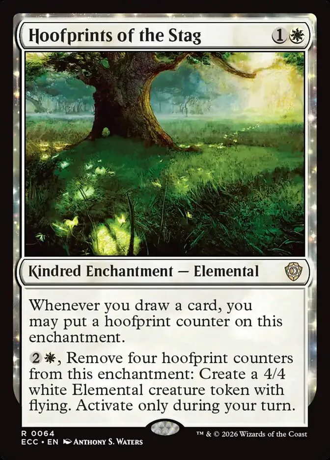 2026 Lorwyn Eclipsed Commander Hoofprints of the Stag #64 rare card image