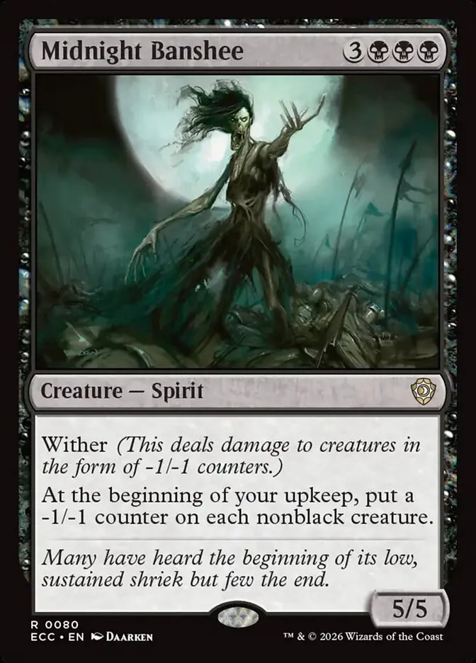 2026 Lorwyn Eclipsed Commander Midnight Banshee rare #80 rare card image