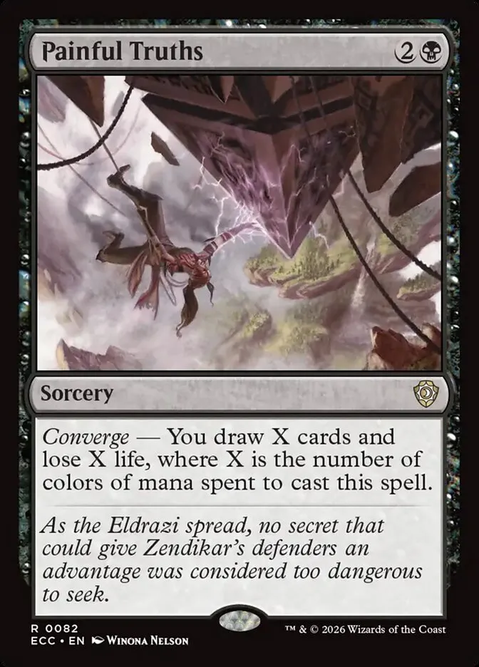 2026 Lorwyn Eclipsed Commander Painful Truths #82 rare card image