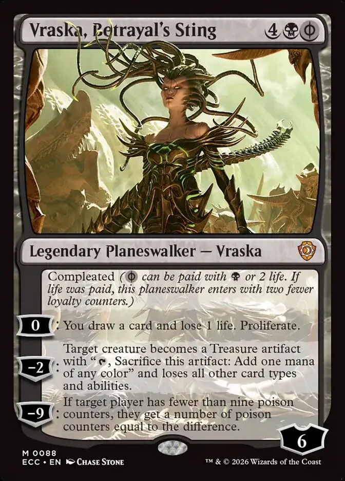 2026 Lorwyn Eclipsed Commander Vraska, Betrayal's Sting #88 mythic card image