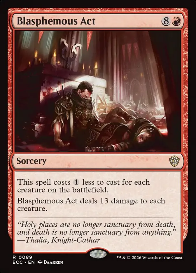 2026 Lorwyn Eclipsed Commander Blasphemous Act rare #89 rare card image