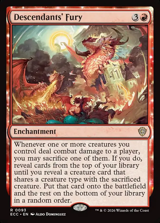 2026 Lorwyn Eclipsed Commander Descendants' Fury #93 rare card image