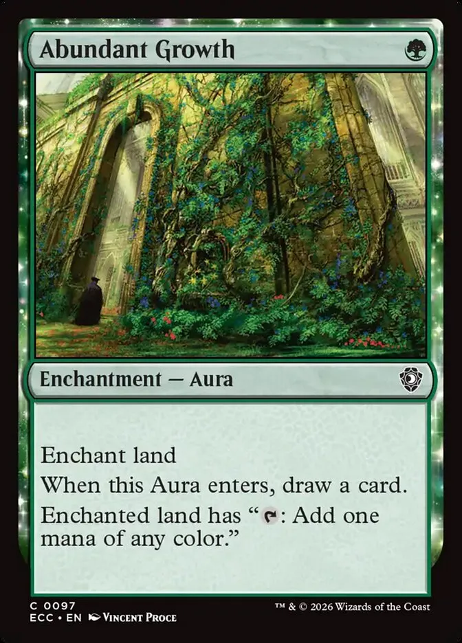 2026 Lorwyn Eclipsed Commander Abundant Growth #97 common card image