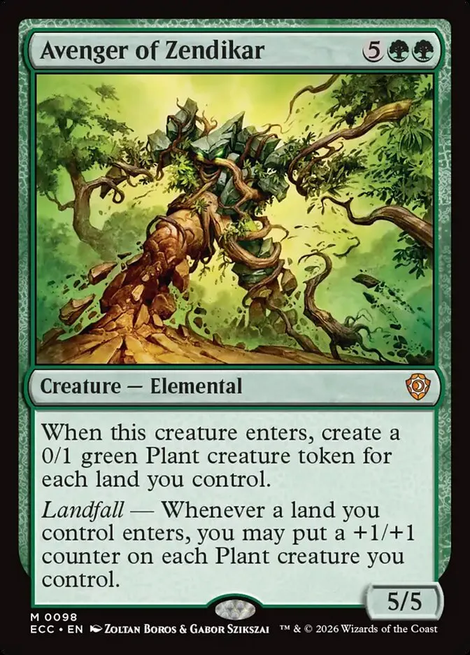 2026 Lorwyn Eclipsed Commander Avenger of Zendikar #98 mythic card image
