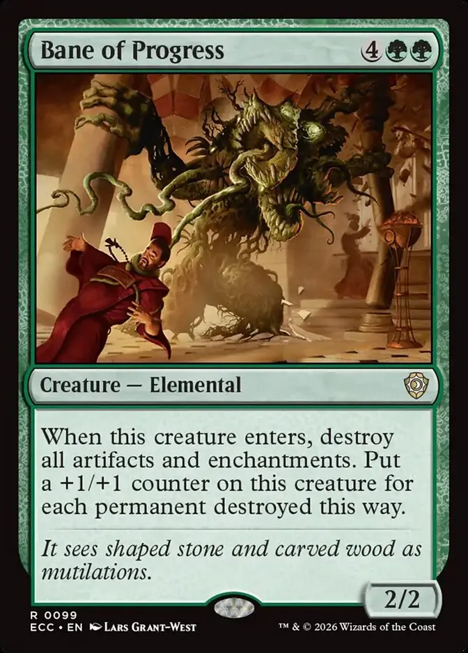 2026 Lorwyn Eclipsed Commander Bane of Progress #99 rare card image