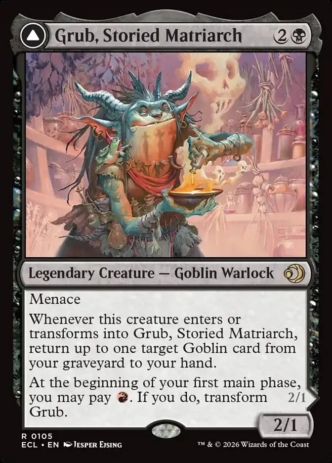 2026 Lorwyn Eclipsed Grub, Storied Matriarch // Grub, Notorious Auntie [Foil] rare #105 rare card image