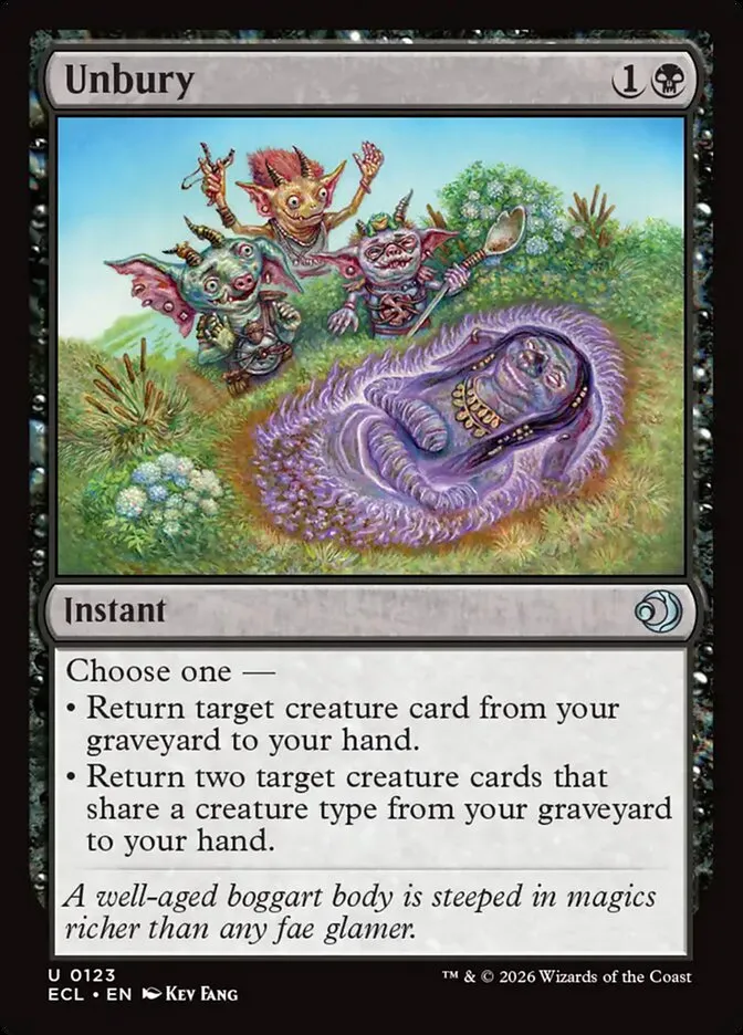 2026 Lorwyn Eclipsed Unbury uncommon #123 uncommon card image