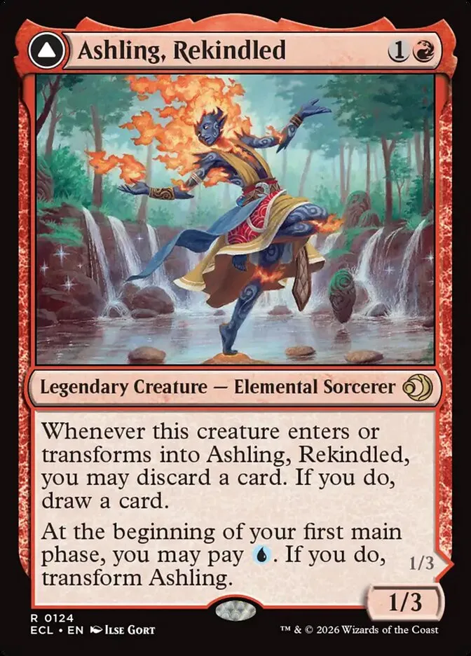 2026 Lorwyn Eclipsed Ashling, Rekindled // Ashling, Rimebound [Foil] rare #124 rare card image