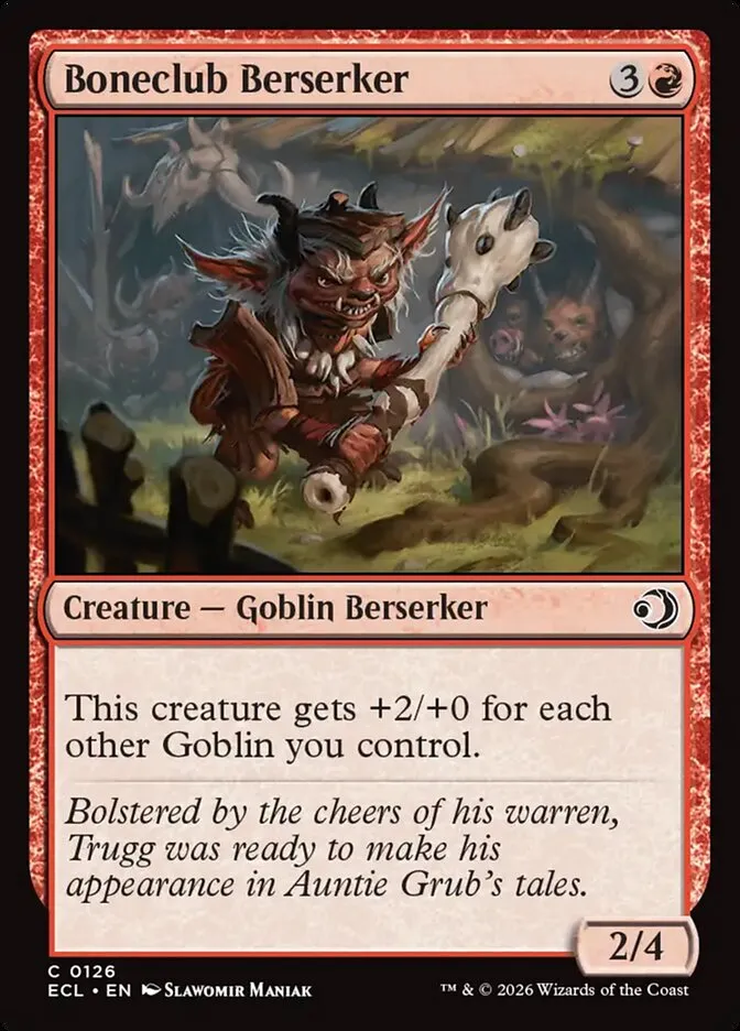 2026 Lorwyn Eclipsed Boneclub Berserker common #126 common card image