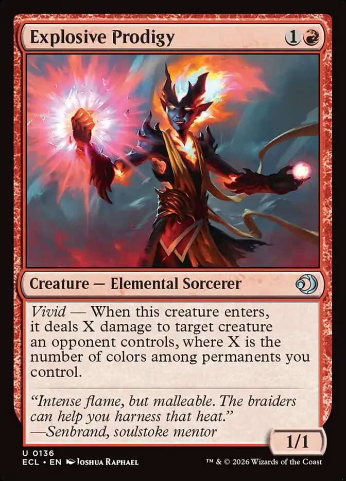 2026 Lorwyn Eclipsed Explosive Prodigy [Foil] uncommon #136 uncommon card image