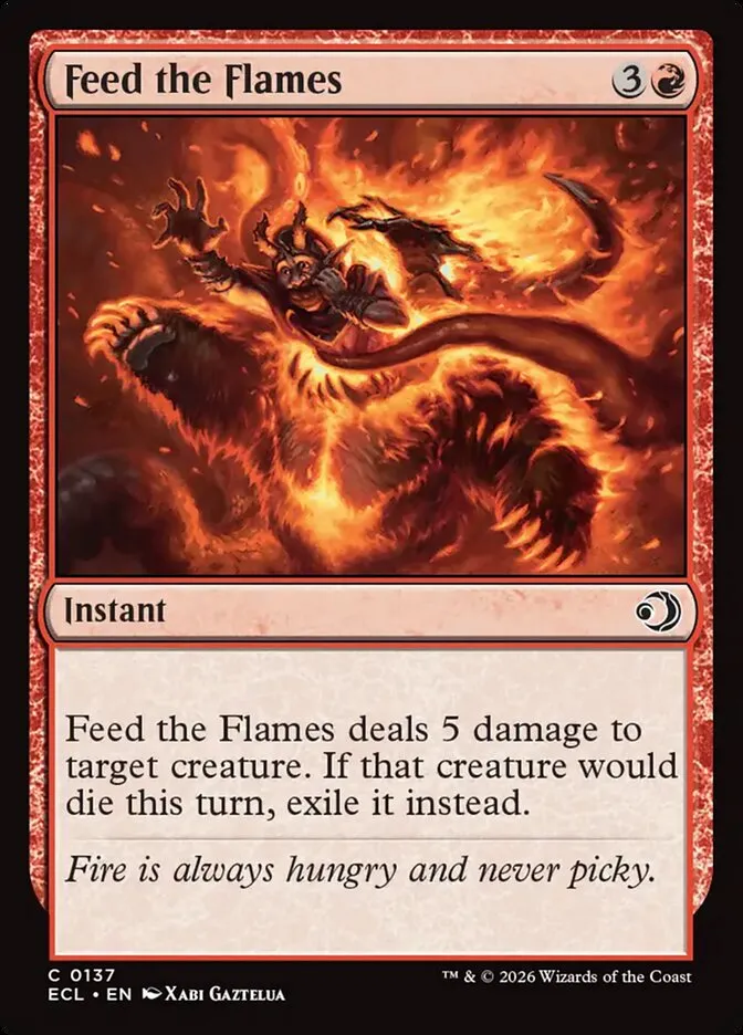 2026 Lorwyn Eclipsed Feed the Flames common #137 common card image