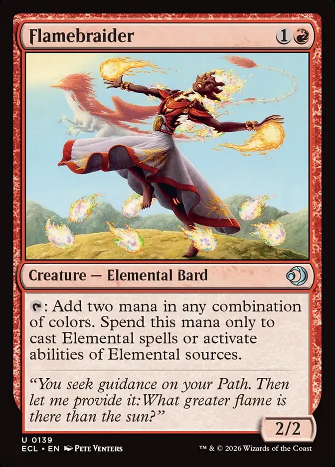 2026 Lorwyn Eclipsed Flamebraider uncommon #139 uncommon card image