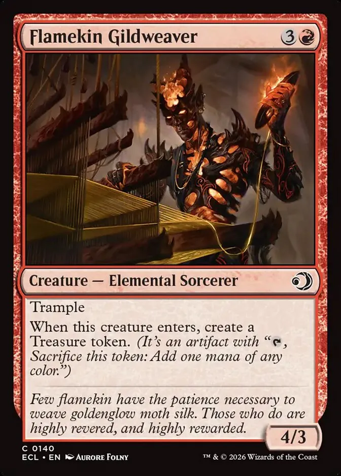 2026 Lorwyn Eclipsed Flamekin Gildweaver common #140 common card image