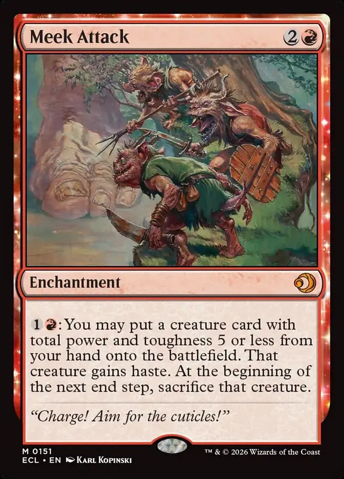 2026 Lorwyn Eclipsed Meek Attack mythic #151 mythic card image