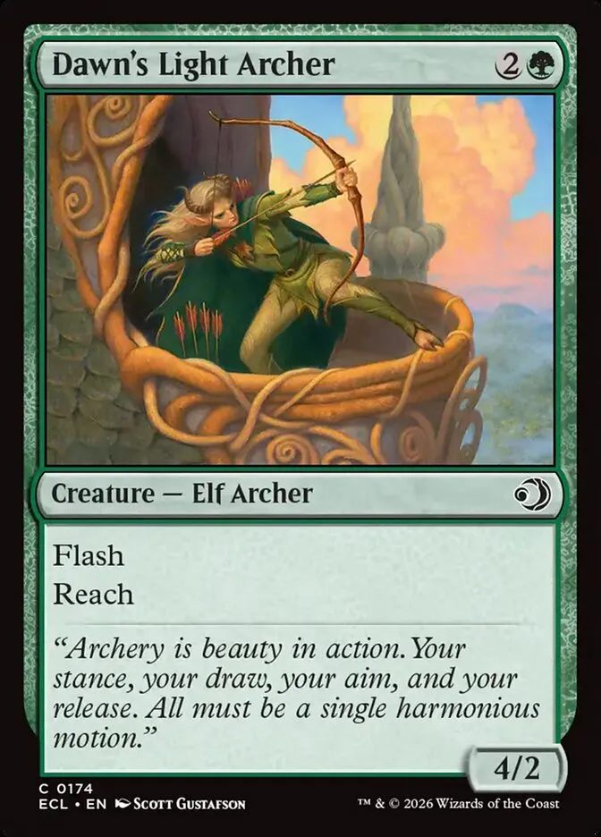 2026 Lorwyn Eclipsed Dawn's Light Archer common #174 common card image