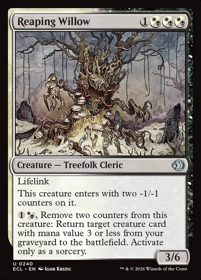 2026 Lorwyn Eclipsed Reaping Willow uncommon #240 uncommon card image