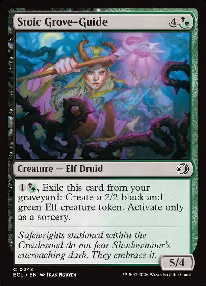 2026 Lorwyn Eclipsed Stoic Grove-Guide common #243 common card image