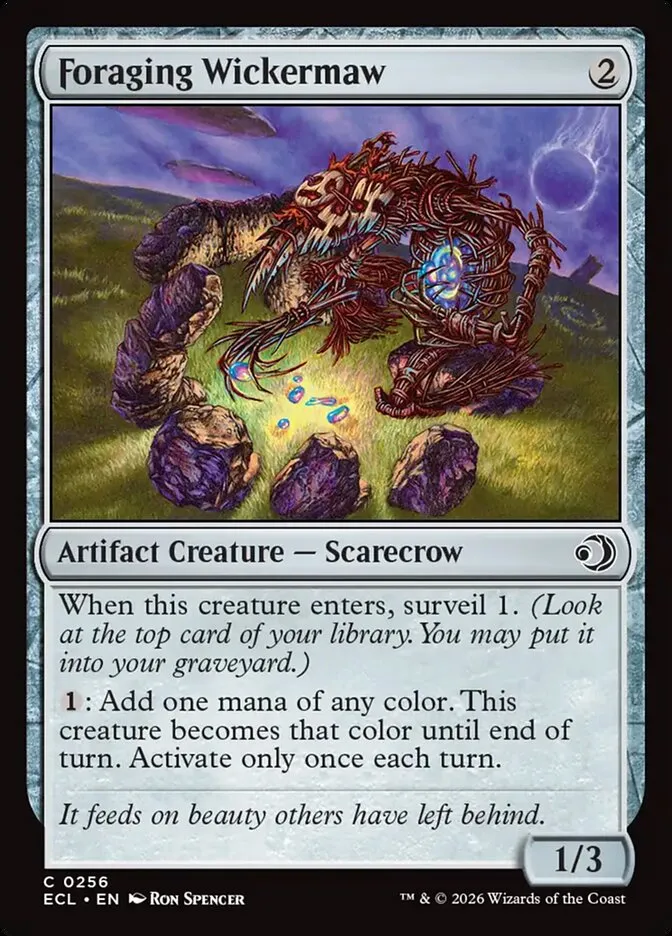 2026 Lorwyn Eclipsed Foraging Wickermaw common #256 common card image