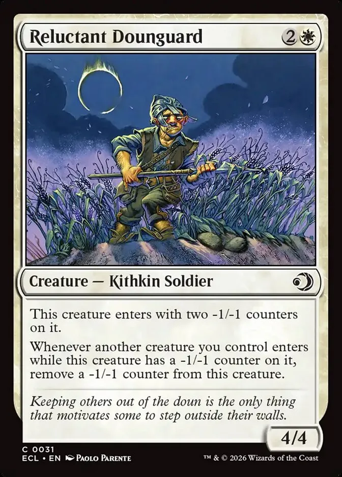 2026 Lorwyn Eclipsed Reluctant Dounguard [Foil] common #31 common card image