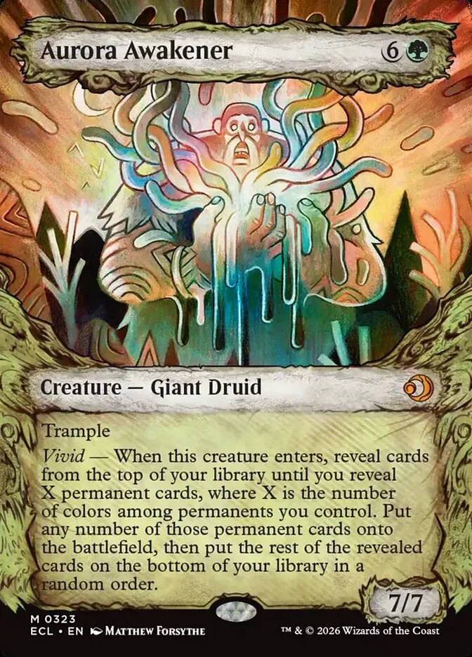 2026 Lorwyn Eclipsed Aurora Awakener [Showcase] mythic #323 mythic card image
