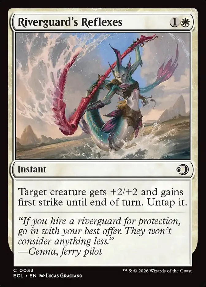 2026 Lorwyn Eclipsed Riverguard's Reflexes [Foil] common #33 common card image