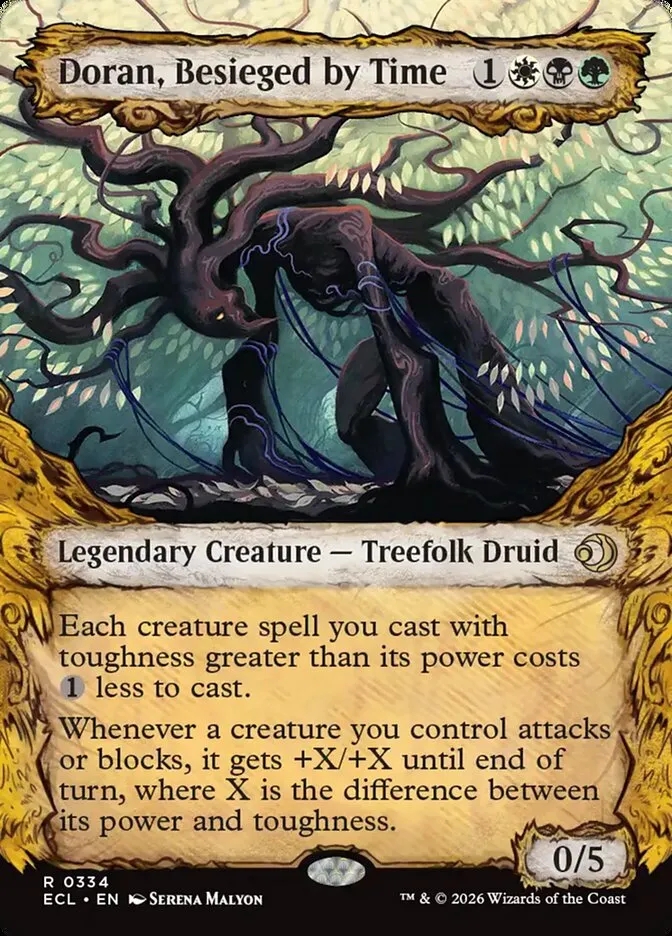 2026 Lorwyn Eclipsed Doran, Besieged by Time [Showcase] rare #334 rare card image