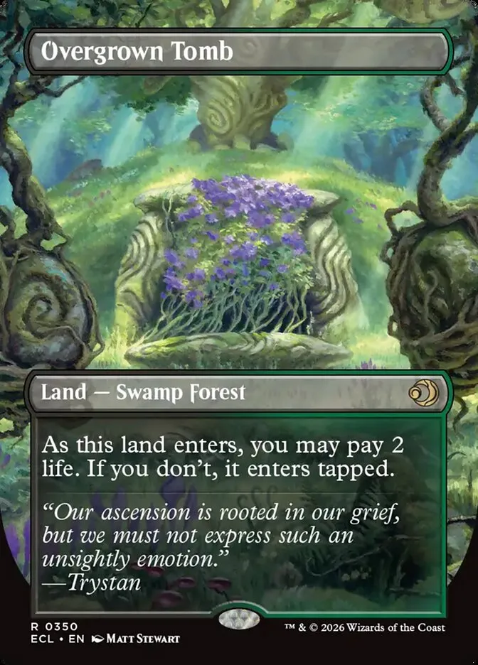 2026 Lorwyn Eclipsed Overgrown Tomb // Overgrown Tomb [Borderless] rare #350 rare card image