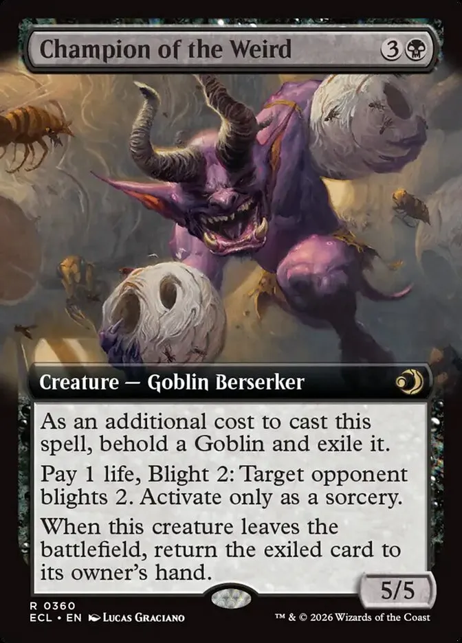2026 Lorwyn Eclipsed Champion of the Weird [Extended Art Foil] rare #360 rare card image