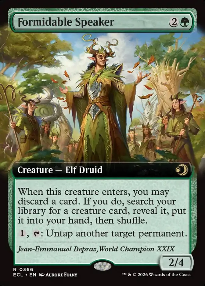 2026 Lorwyn Eclipsed Formidable Speaker [Extended Art] rare #366 rare card image