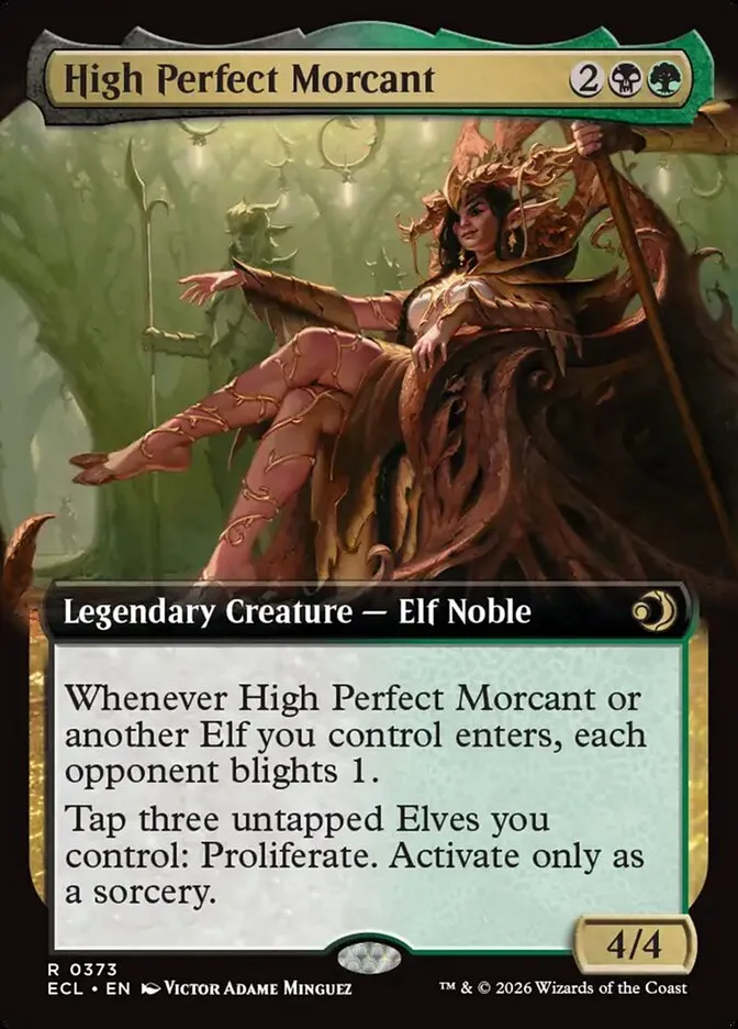 2026 Lorwyn Eclipsed High Perfect Morcant [Extended Art Foil] rare #373 rare card image
