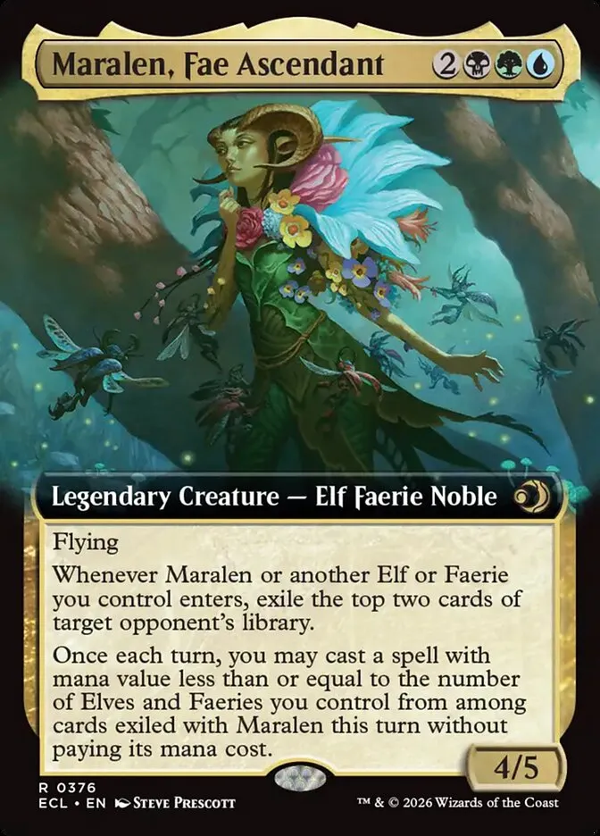 2026 Lorwyn Eclipsed Maralen, Fae Ascendant [Extended Art Foil] rare #376 rare card image