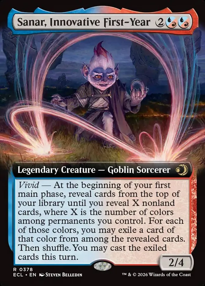 2026 Lorwyn Eclipsed Sanar, Innovative First-Year [Extended Art Foil] rare #378 rare card image