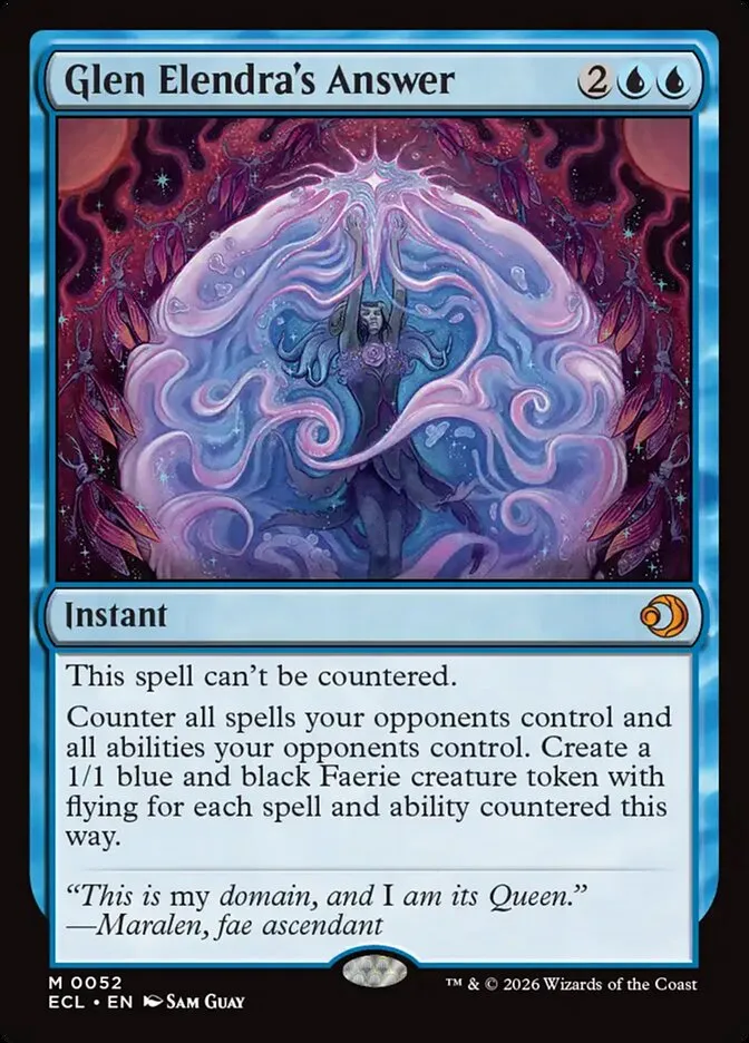 2026 Lorwyn Eclipsed Glen Elendra's Answer [Foil] mythic #52 mythic card image