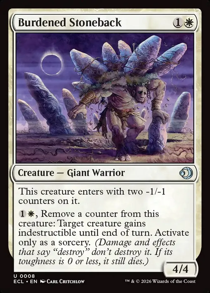 2026 Lorwyn Eclipsed Burdened Stoneback uncommon #8 uncommon card image