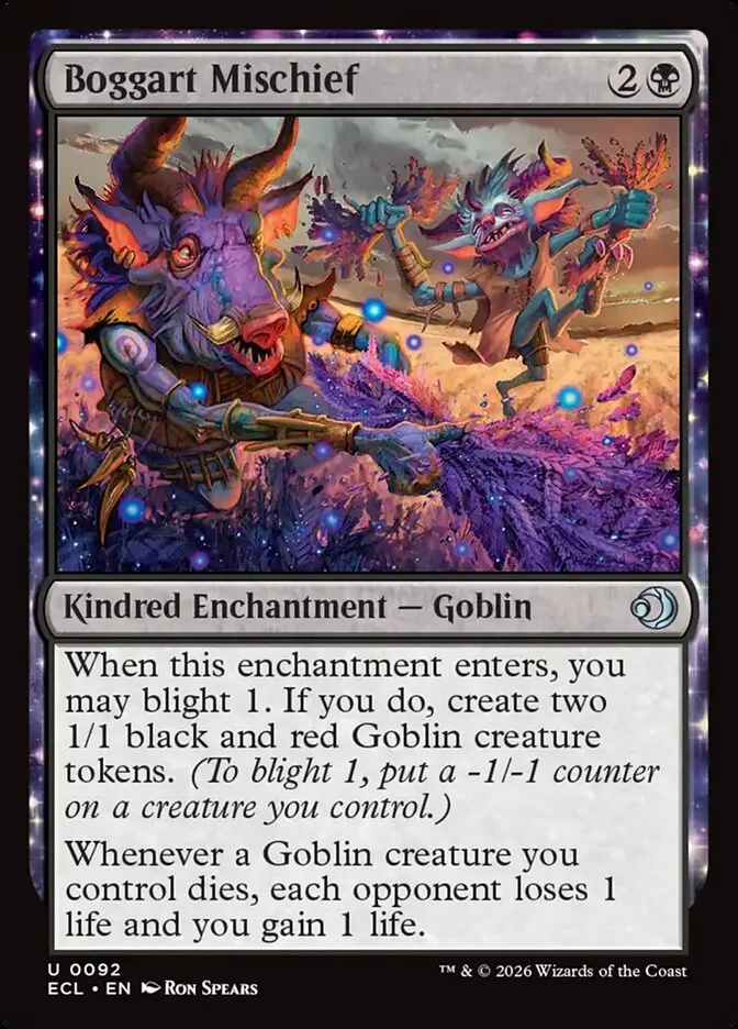 2026 Lorwyn Eclipsed Boggart Mischief [Foil] uncommon #92 uncommon card image