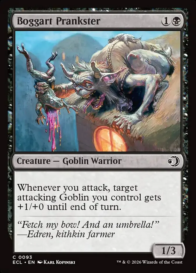 2026 Lorwyn Eclipsed Boggart Prankster common #93 common card image