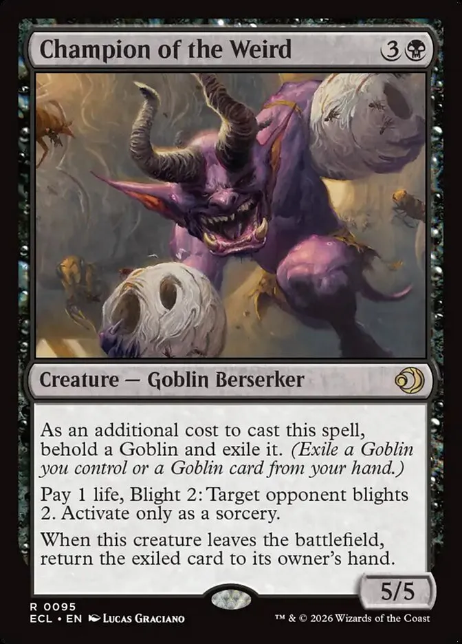 2026 Lorwyn Eclipsed Champion of the Weird [Foil] rare #95 rare card image