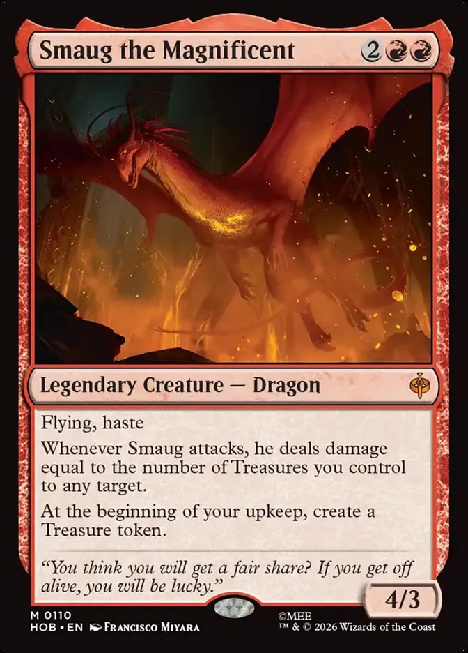 2026 The Hobbit Smaug the Magnificent mythic #110 mythic card image