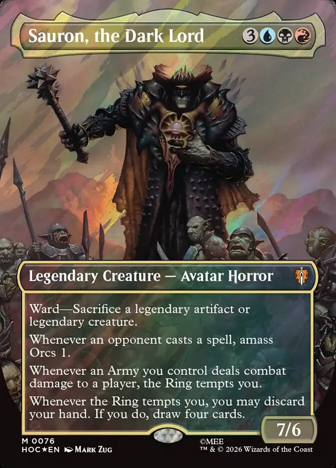 2026 The Hobbit Commander Sauron, the Dark Lord #76 mythic card image