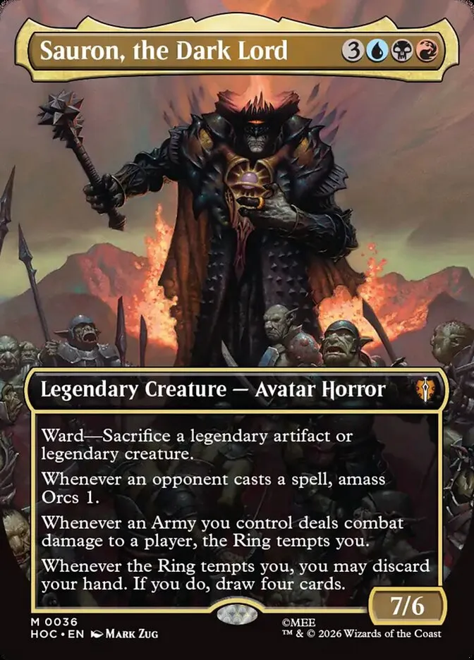 2026 The Hobbit Commander Sauron, the Dark Lord #36 mythic card image