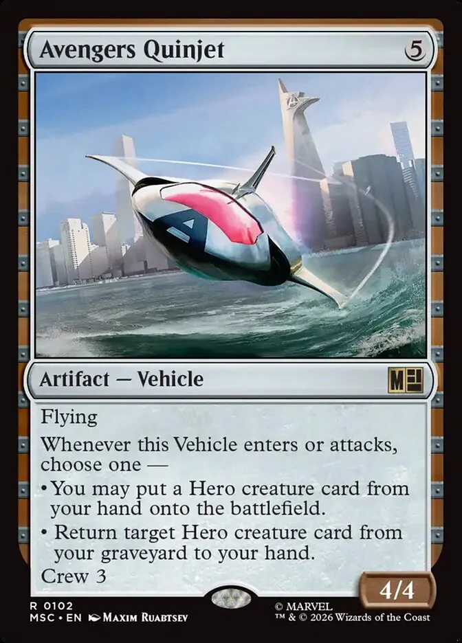 2026 Marvel Super Heroes Commander Avengers Quinjet rare #102 rare card image
