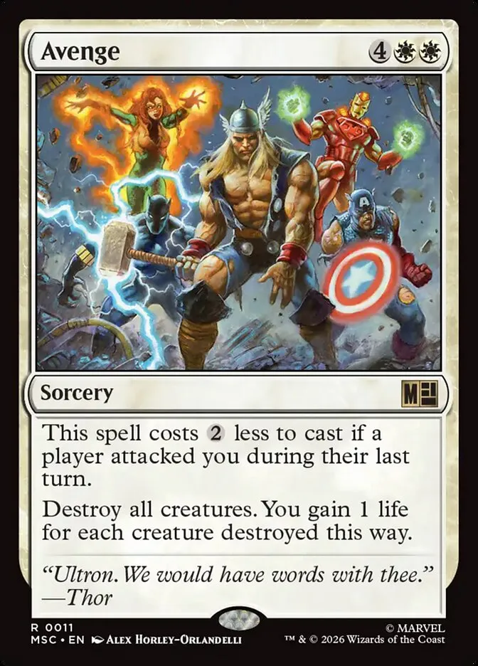 2026 Marvel Super Heroes Commander Avenge rare #11 rare card image