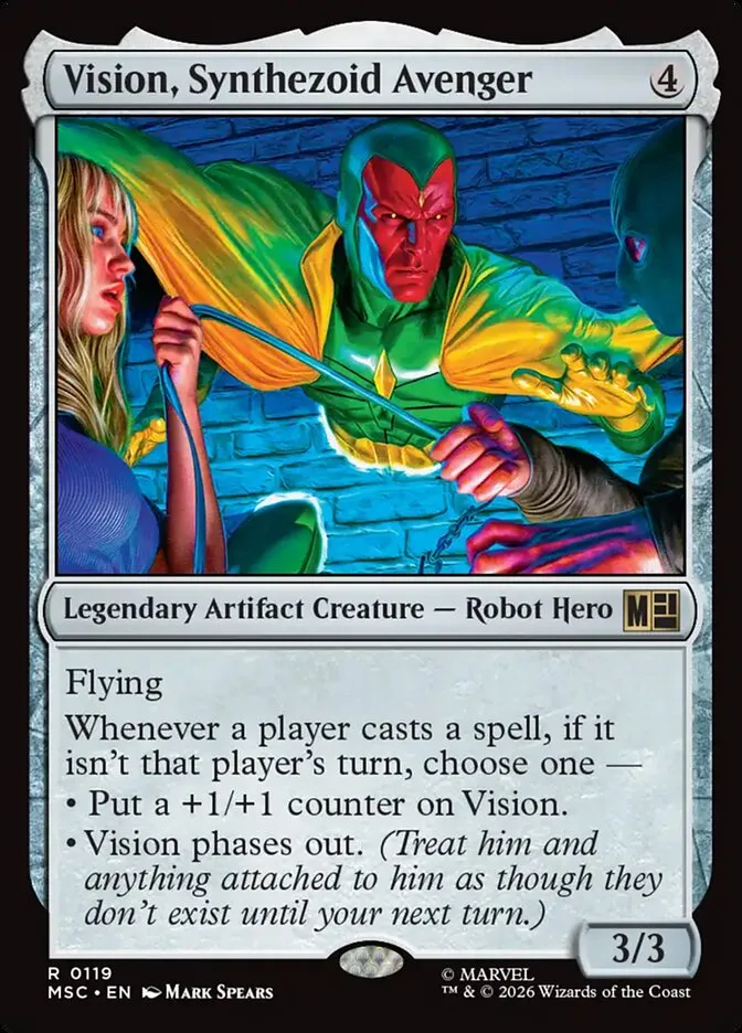 2026 Marvel Super Heroes Commander Vision, Synthezoid Avenger rare #119 rare card image