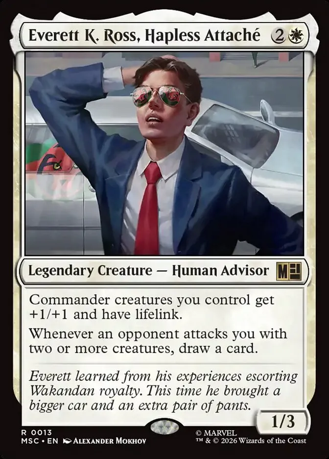 2026 Marvel Super Heroes Commander Everett K. Ross, Hapless Attaché rare #13 rare card image