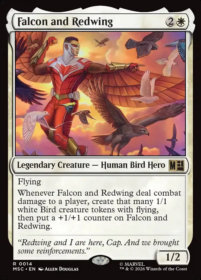 2026 Marvel Super Heroes Commander Falcon and Redwing rare #14 rare card image