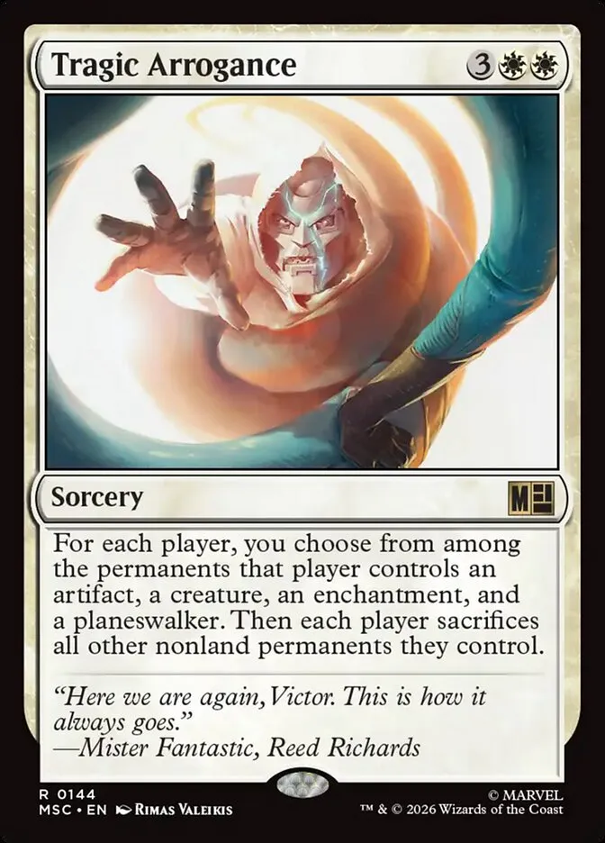 2026 Marvel Super Heroes Commander Tragic Arrogance rare #144 rare card image
