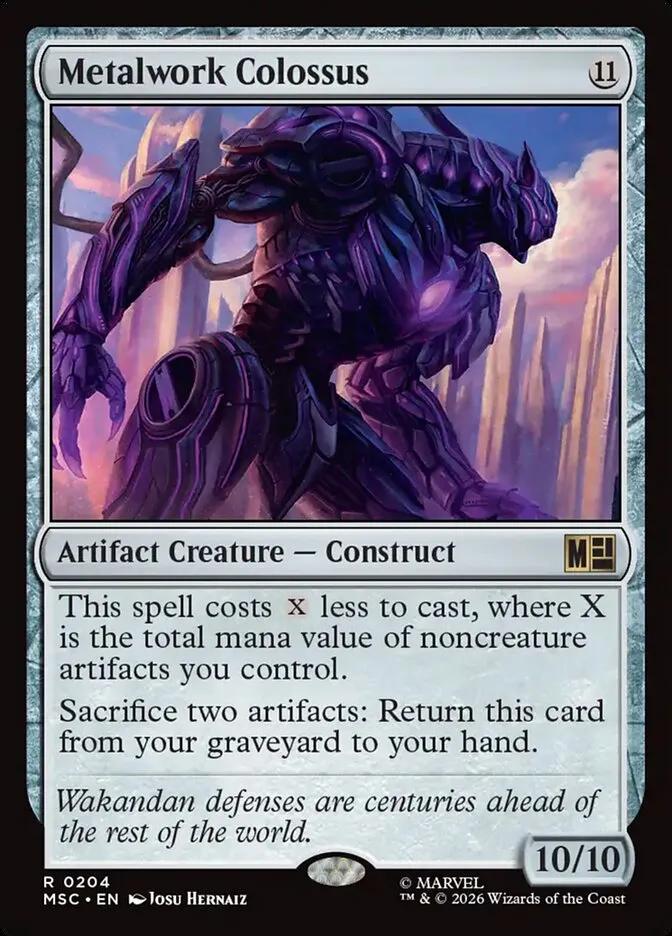 2026 Marvel Super Heroes Commander Metalwork Colossus #204 rare card image