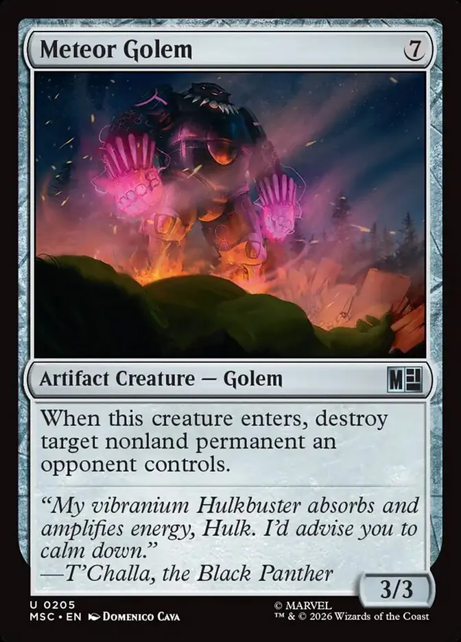 2026 Marvel Super Heroes Commander Meteor Golem #205 uncommon card image
