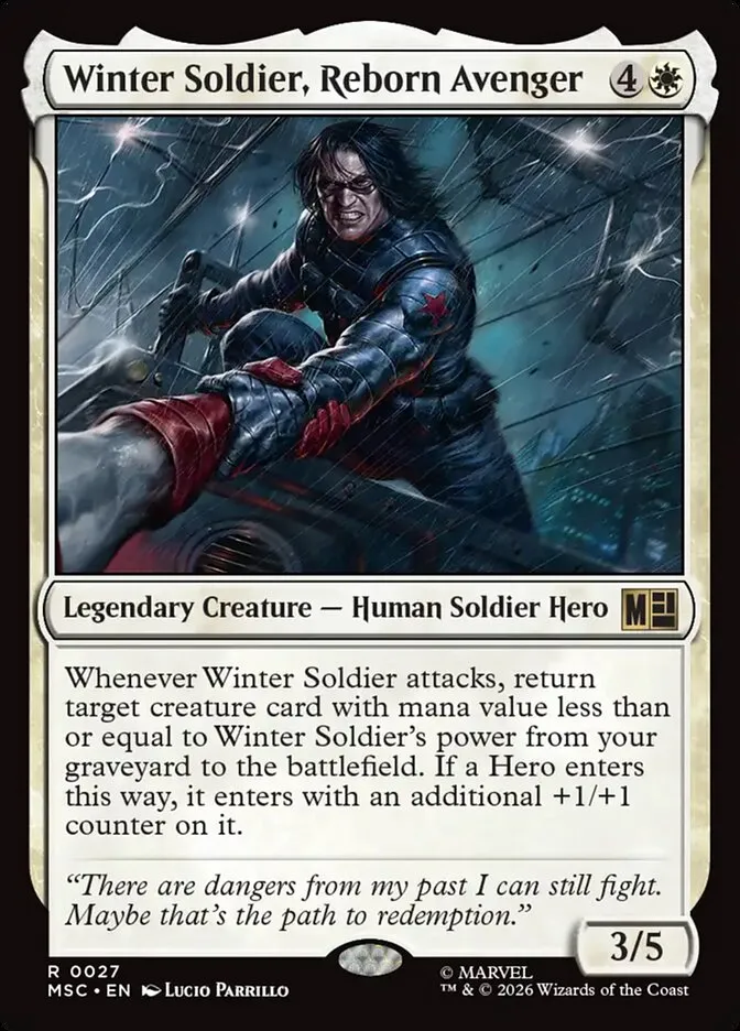 2026 Marvel Super Heroes Commander Winter Soldier, Reborn Avenger rare #27 rare card image