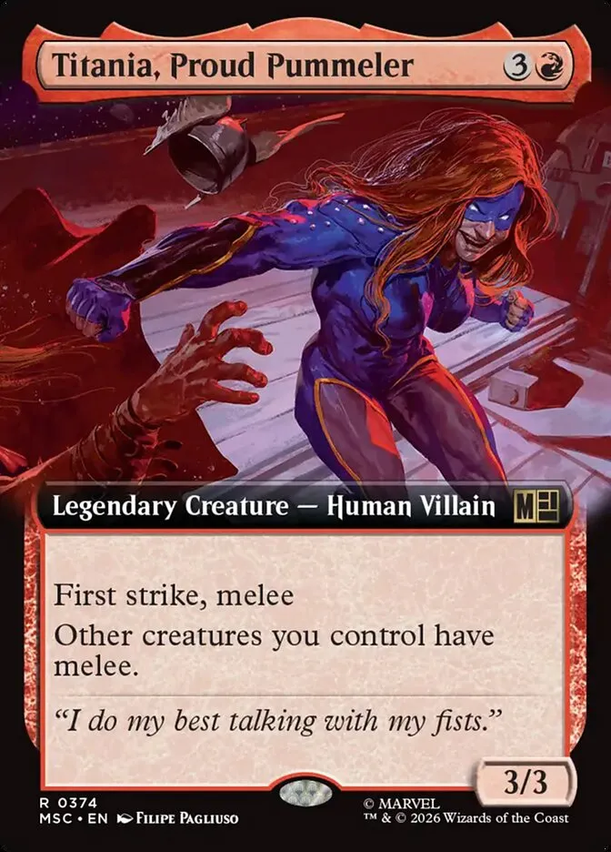 2026 Marvel Super Heroes Commander Titania, Proud Pummeler #374 rare card image